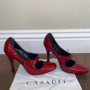 Beautiful vintage red one of a kind Casadei heels!❤️